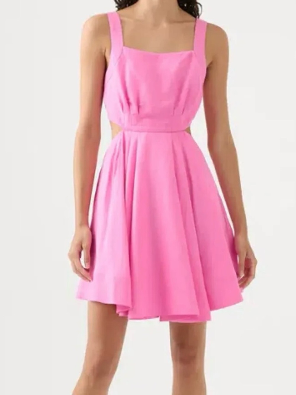 NWT Aje Pink Square-Neck Cutout Skater Dress